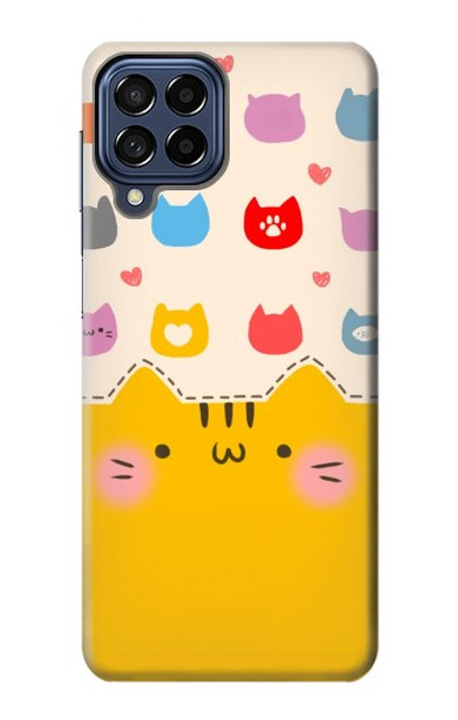 S2442 Cute Cat Cartoon Funny Case For Samsung Galaxy M53