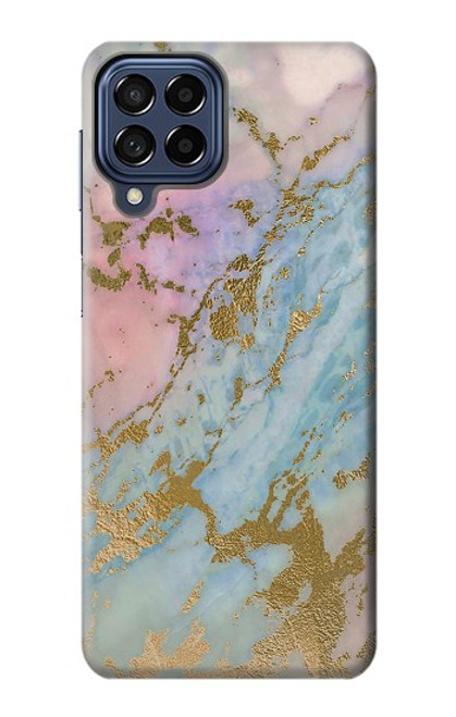 S3717 Rose Gold Blue Pastel Marble Graphic Printed Case For Samsung Galaxy M53