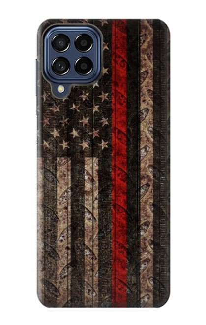 S3804 Fire Fighter Metal Red Line Flag Graphic Case For Samsung Galaxy M53