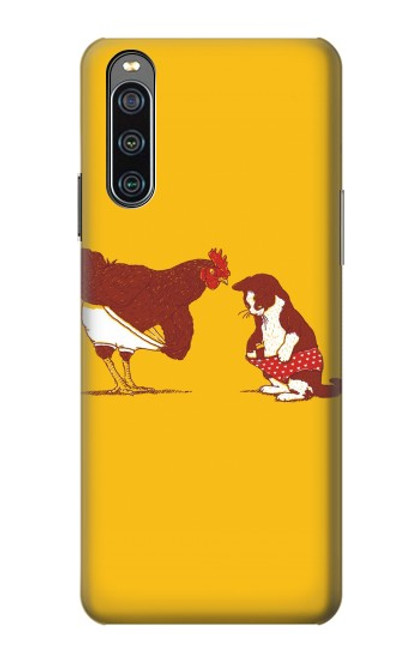 S1093 Rooster and Cat Joke Case For Sony Xperia 10 IV