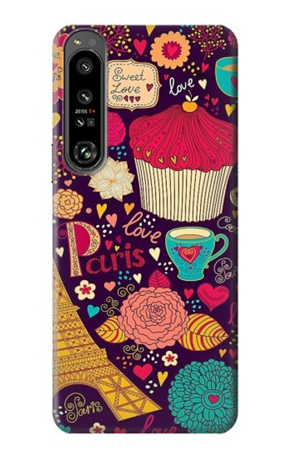 S2353 Paris Cartoon Vintage Pattern Case For Sony Xperia 1 IV