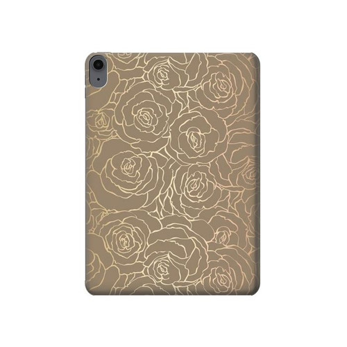 S3466 Gold Rose Pattern Hard Case For iPad Air (2022,2020, 4th, 5th), iPad Pro 11 (2022, 6th)