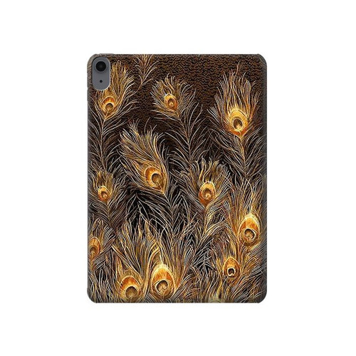 S3691 Gold Peacock Feather Hard Case For iPad Air (2020, 2022), Air 11 (2024,2025,2026), Pro 11 (2022)