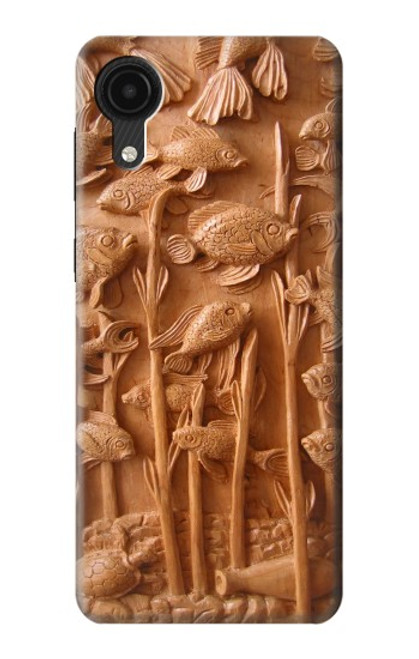 S1307 Fish Wood Carving Graphic Printed Case For Samsung Galaxy A03 Core