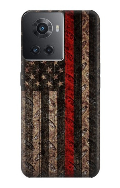 S3804 Fire Fighter Metal Red Line Flag Graphic Case For OnePlus Ace