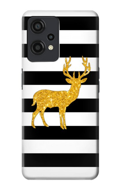 S2794 Black and White Striped Deer Gold Sparkles Case For OnePlus Nord CE 2 Lite 5G