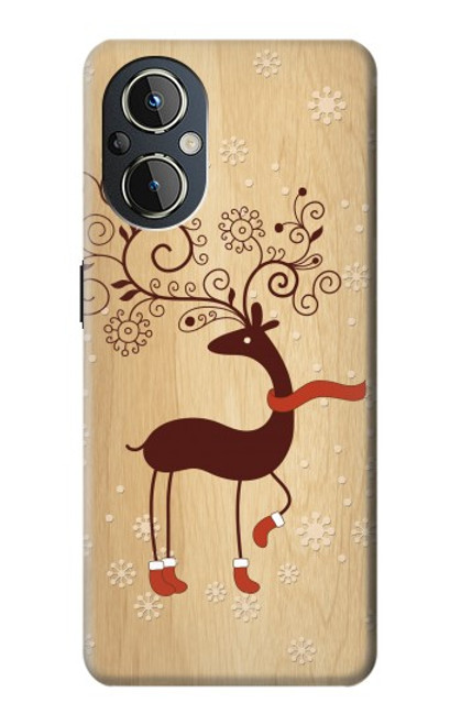 S3081 Wooden Raindeer Graphic Printed Case For OnePlus Nord N20 5G