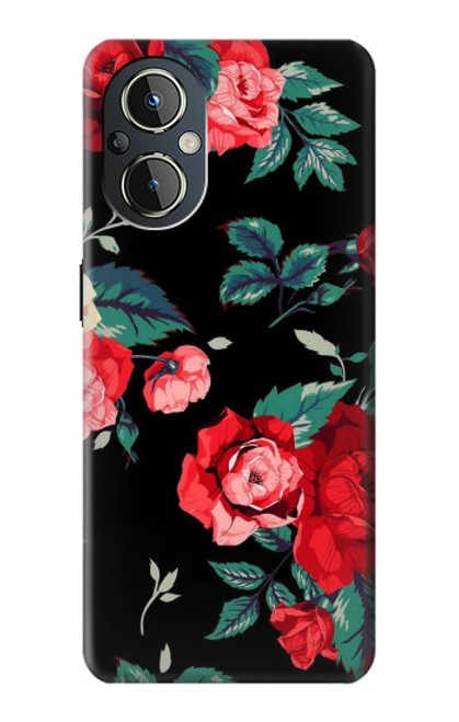 S3112 Rose Floral Pattern Black Case For OnePlus Nord N20 5G