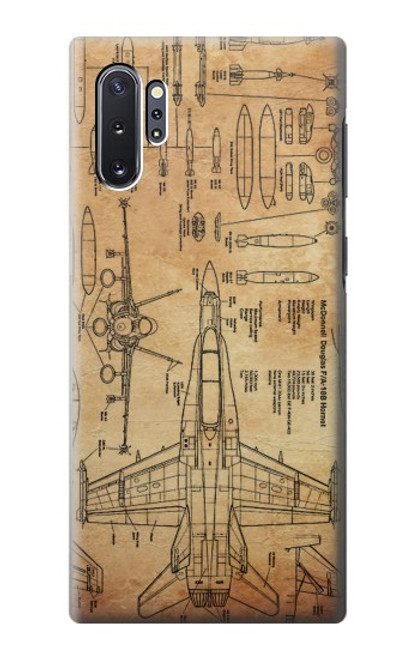 S3868 Aircraft Blueprint Old Paper Case For Samsung Galaxy Note 10 Plus
