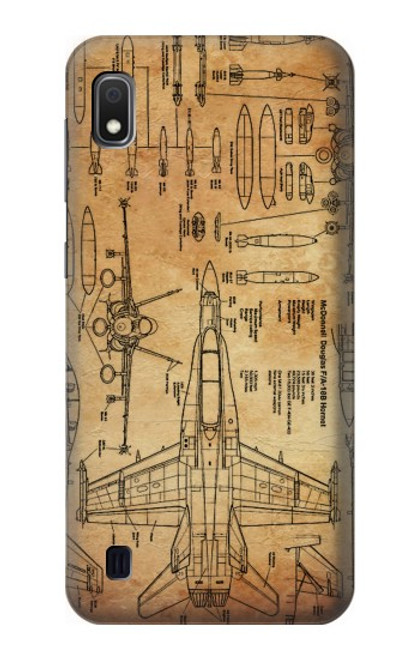 S3868 Aircraft Blueprint Old Paper Case For Samsung Galaxy A10