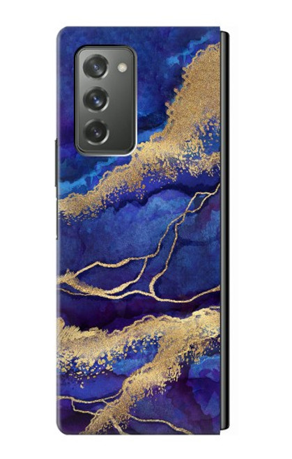S3906 Navy Blue Purple Marble Case For Samsung Galaxy Z Fold2 5G