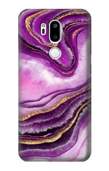S3896 Purple Marble Gold Streaks Case For LG G7 ThinQ