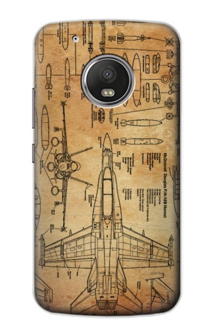 S3868 Aircraft Blueprint Old Paper Case For Motorola Moto G5 Plus