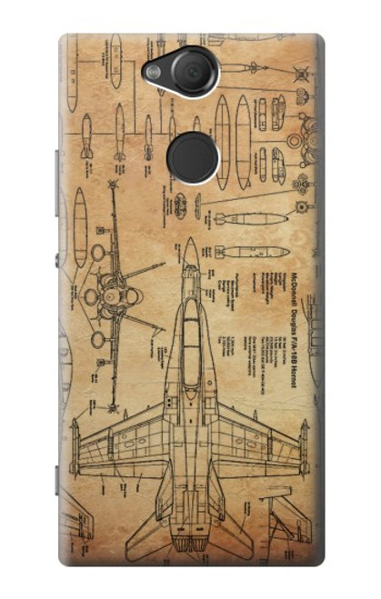 S3868 Aircraft Blueprint Old Paper Case For Sony Xperia XA2