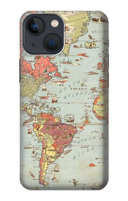 S3418 Vintage World Map Case For iPhone 14