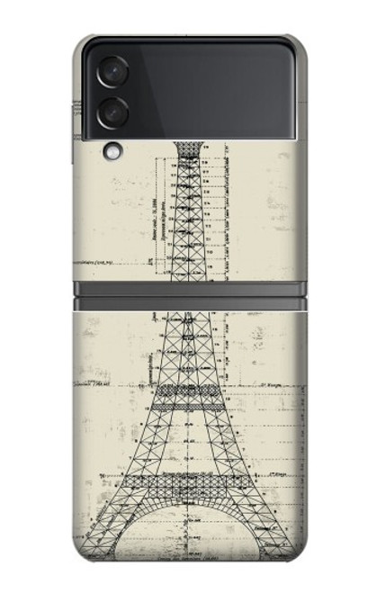 S3474 Eiffel Architectural Drawing Case For Samsung Galaxy Z Flip 4