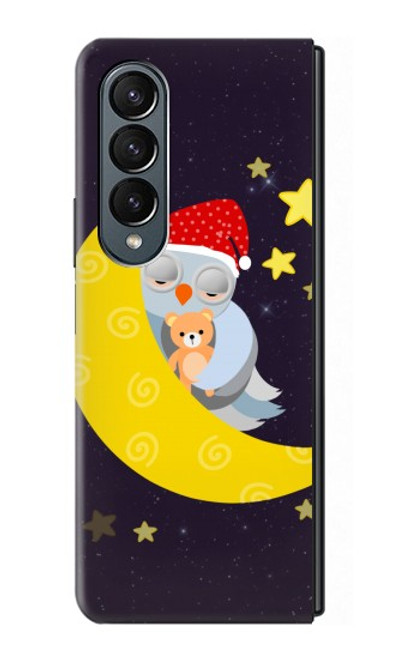 S2849 Cute Sleepy Owl Moon Night Case For Samsung Galaxy Z Fold 4