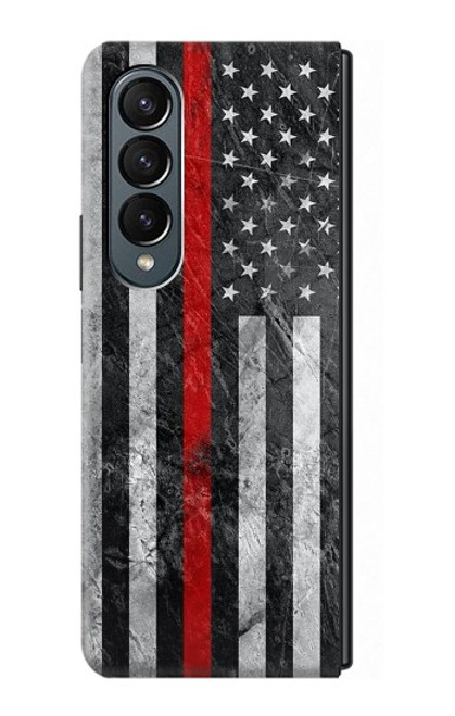 S3687 Firefighter Thin Red Line American Flag Case For Samsung Galaxy Z Fold 4