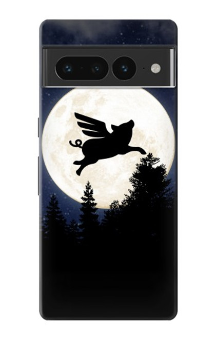 S3289 Flying Pig Full Moon Night Case For Google Pixel 7 Pro