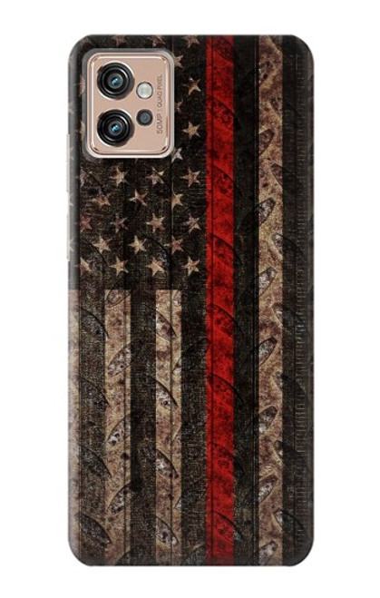 S3804 Fire Fighter Metal Red Line Flag Graphic Case For Motorola Moto G32