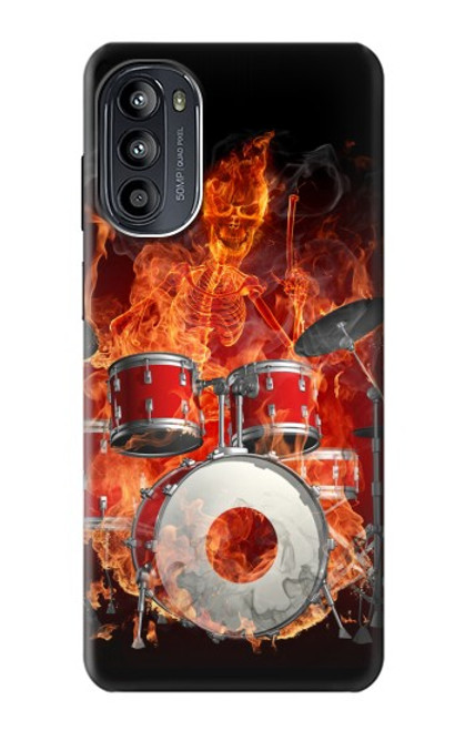 S1431 Skull Drum Fire Rock Case For Motorola Moto G52, G82 5G