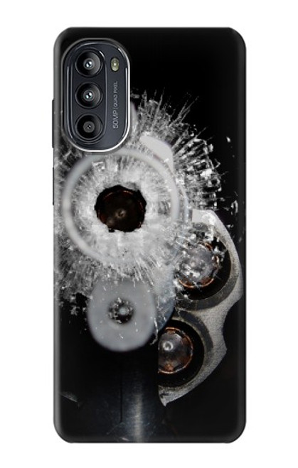 S2387 Gun Bullet Hole Glass Case For Motorola Moto G52, G82 5G