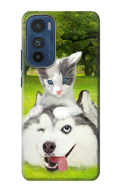 S3795 Kitten Cat Playful Siberian Husky Dog Paint Case For Motorola Edge 30