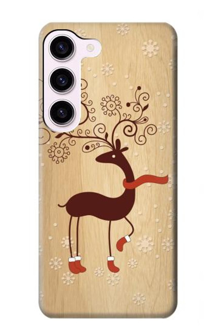 S3081 Wooden Raindeer Graphic Printed Case For Samsung Galaxy S23