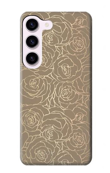 S3466 Gold Rose Pattern Case For Samsung Galaxy S23