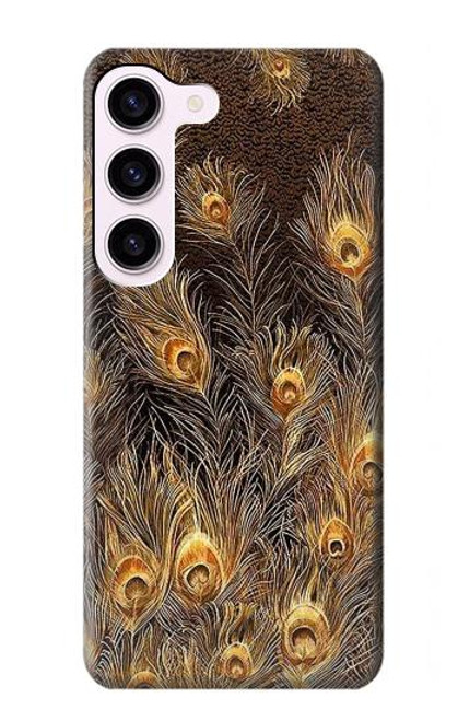 S3691 Gold Peacock Feather Case For Samsung Galaxy S23