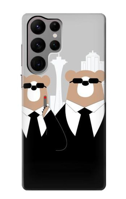 S3557 Bear in Black Suit Case For Samsung Galaxy S23 Ultra