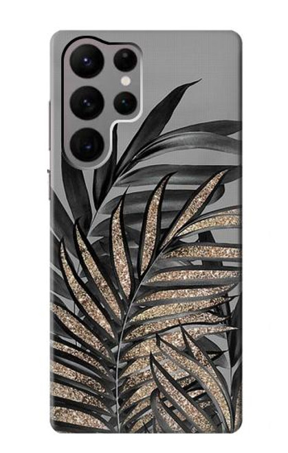 S3692 Gray Black Palm Leaves Case For Samsung Galaxy S23 Ultra