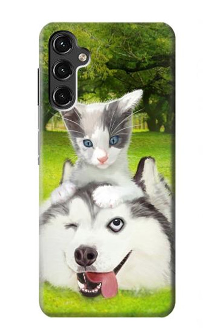 S3795 Kitten Cat Playful Siberian Husky Dog Paint Case For Samsung Galaxy A14 5G