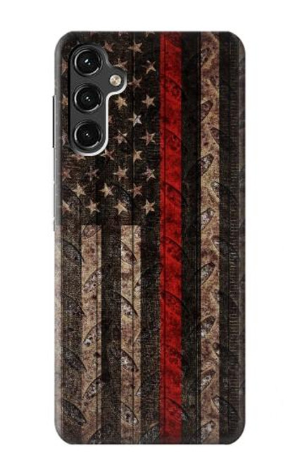 S3804 Fire Fighter Metal Red Line Flag Graphic Case For Samsung Galaxy A14 5G
