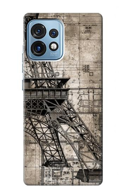 S3416 Eiffel Tower Blueprint Case For Motorola Edge+ (2023), X40, X40 Pro, Edge 40 Pro