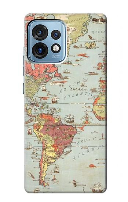 S3418 Vintage World Map Case For Motorola Edge+ (2023), X40, X40 Pro, Edge 40 Pro