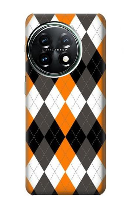S3421 Black Orange White Argyle Plaid Case For OnePlus 11