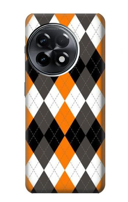 S3421 Black Orange White Argyle Plaid Case For OnePlus 11R