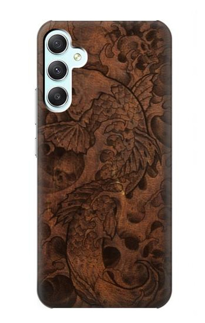 S3405 Fish Tattoo Leather Graphic Print Case For Samsung Galaxy A34 5G