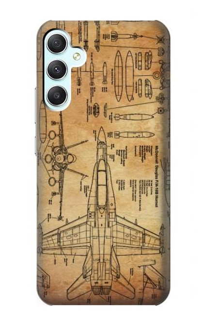 S3868 Aircraft Blueprint Old Paper Case For Samsung Galaxy A34 5G