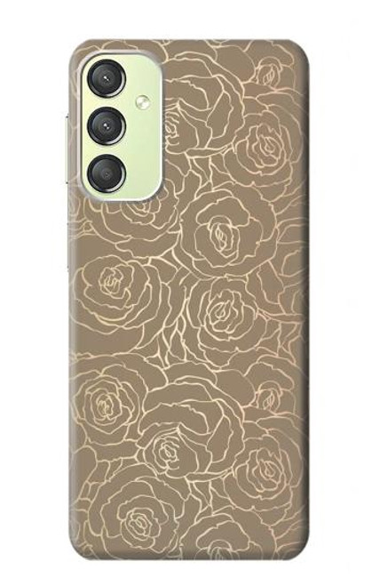 S3466 Gold Rose Pattern Case For Samsung Galaxy A24 4G