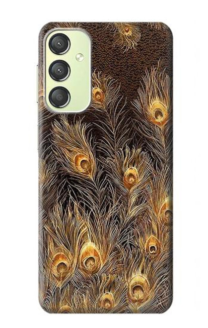 S3691 Gold Peacock Feather Case For Samsung Galaxy A24 4G