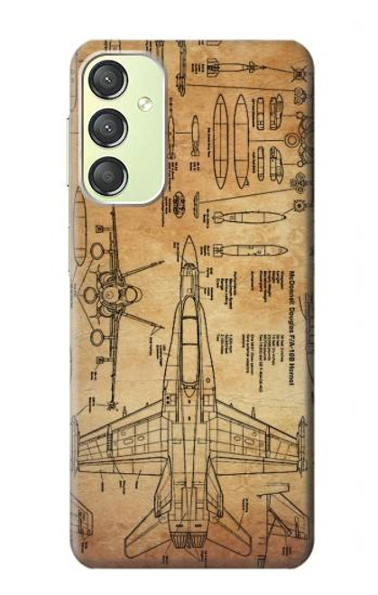 S3868 Aircraft Blueprint Old Paper Case For Samsung Galaxy A24 4G