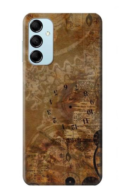 S3456 Vintage Paper Clock Steampunk Case For Samsung Galaxy M14