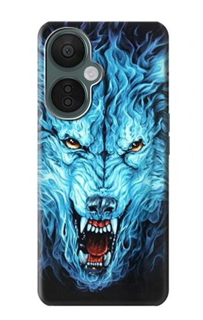 S0752 Blue Fire Grim Wolf Case For OnePlus Nord CE 3 Lite, Nord N30 5G