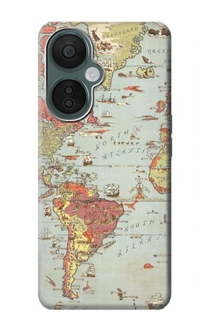 S3418 Vintage World Map Case For OnePlus Nord CE 3 Lite, Nord N30 5G