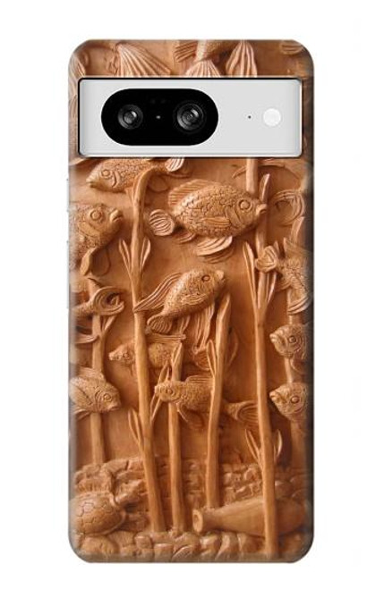 S1307 Fish Wood Carving Graphic Printed Case For Google Pixel 8