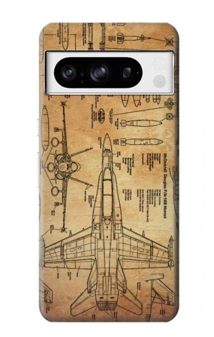 S3868 Aircraft Blueprint Old Paper Case For Google Pixel 8 pro