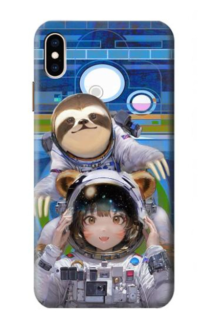 S3915 Raccoon Girl Baby Sloth Astronaut Suit Case For iPhone XS Max