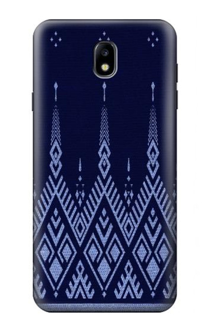 S3950 Textile Thai Blue Pattern Case For Samsung Galaxy J7 (2018), J7 Aero, J7 Top, J7 Aura, J7 Crown, J7 Refine, J7 Eon, J7 V 2nd Gen, J7 Star